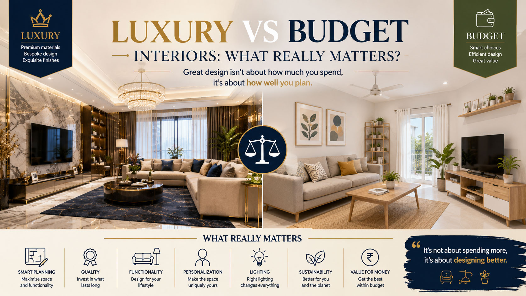 Luxury vs Budget Interiors: What Really Matters?